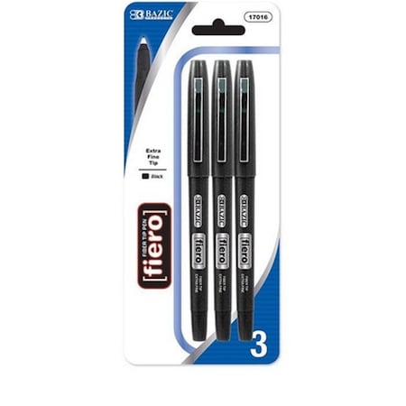 Bazic Fiero Black Fiber Tip Fineliner Pen, 72PK